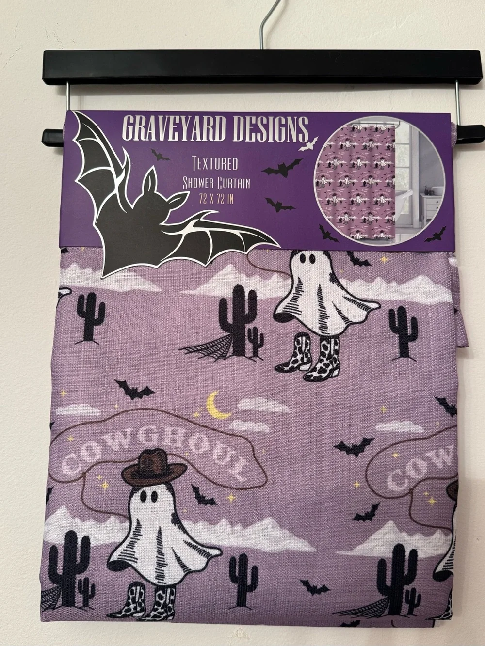 Halloween Cowghoul Ghost Purple Shower Curtain